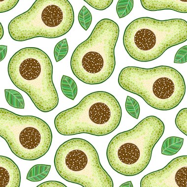 Avokado meyve dilimleri ile vektör dikişsiz arka plan 