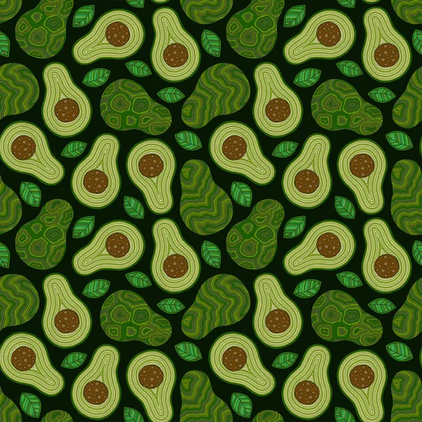 Seamless pattern with avocado and bone. — Stock Vector