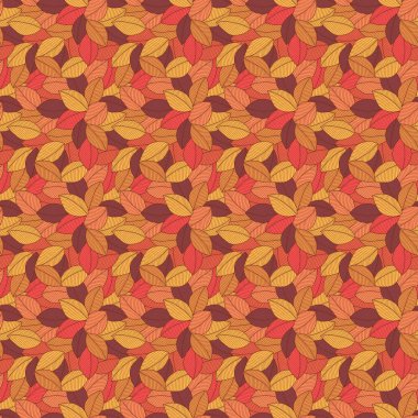 Elle çizilmiş turuncu yaprakları ile dikişsiz desen