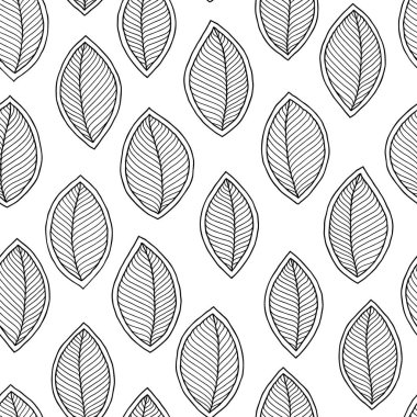 Boyama kitabı için dikişsiz doodle yaprakları desen. 