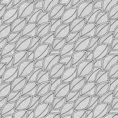 Boyama kitabı için dikişsiz doodle yaprakları desen. 
