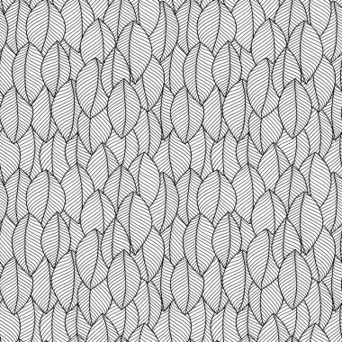 Boyama kitabı için dikişsiz doodle yaprakları desen. 