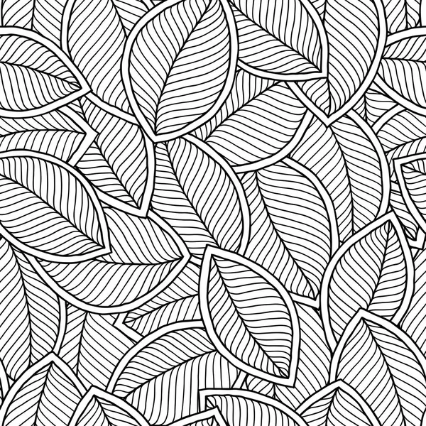 Seamless doodle  leaves pattern for coloring book. — Stock Vector