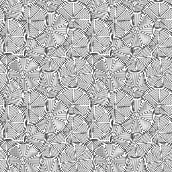 Svart och vit frukt sömlösa mönster med geometriska citroner — Stock vektor