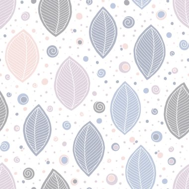 Dikişsiz yumuşak tonları yaprak sonbahar desen doodle. 