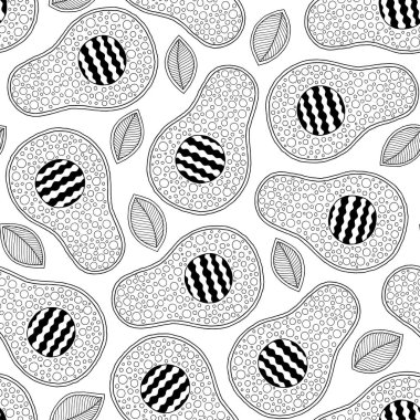 Line doodle sanat avokado dikişsiz desen. 