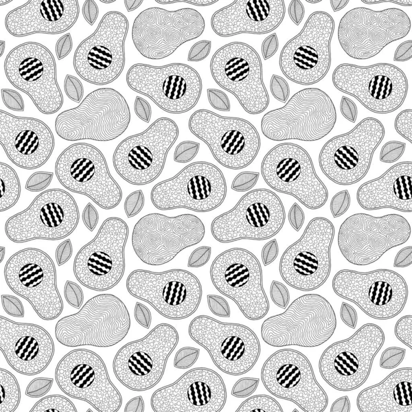 Line doodle sanat avokado dikişsiz desen. 