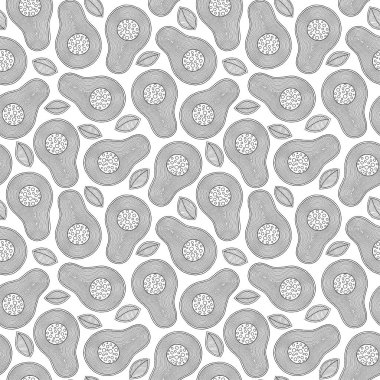 Line doodle sanat avokado dikişsiz desen. 