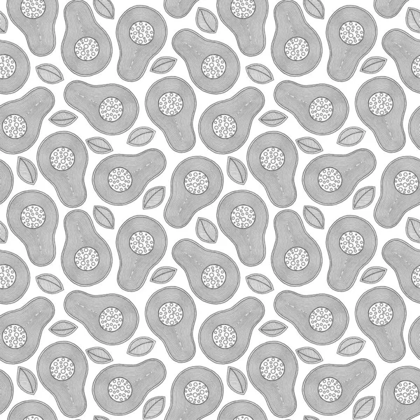 Line doodle sanat avokado dikişsiz desen. 