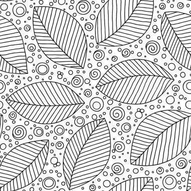 Grafik yaprakları dikişsiz desen. 