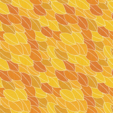 Elle çizilmiş turuncu yaprakları ile dikişsiz desen