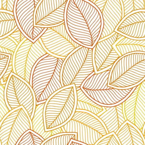 Motif sans couture avec des feuilles orange dessinées à la main — Image vectorielle