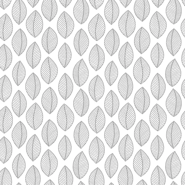 Modèle de feuilles sans couture doodle pour livre à colorier . — Image vectorielle