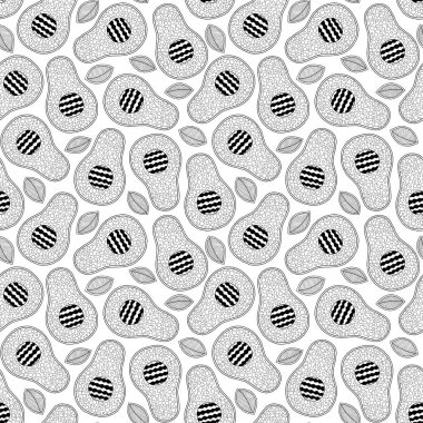 El çizilmiş doodle avokado dikişsiz desen. 