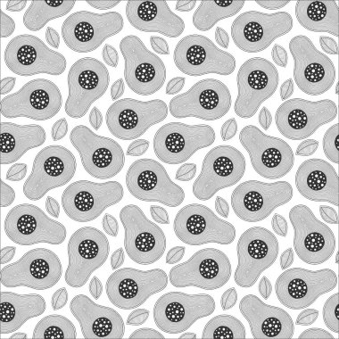 Doodle sanat avokado dikişsiz desen. 