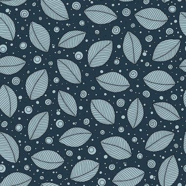 Doodle tarzı nda elle çizilmiş yapraklar dikişsiz desen.