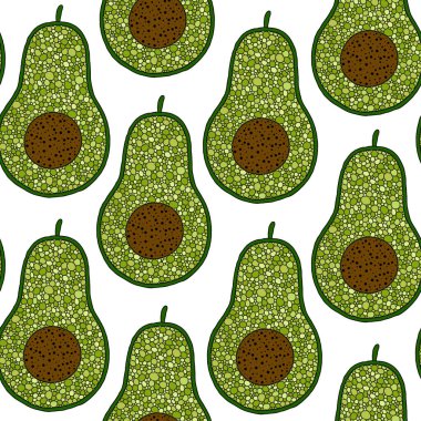 Avokado meyve dilimleri ile vektör dikişsiz arka plan 