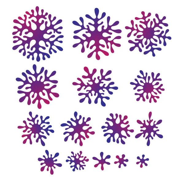 A set of doodle blue snowflakes. — ストックベクタ