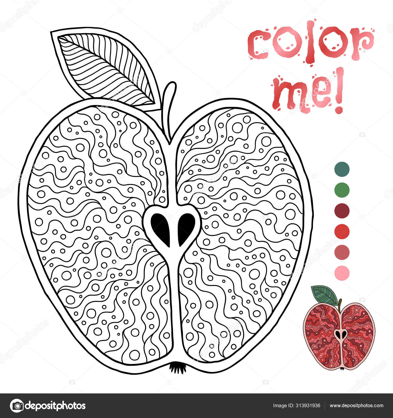 Download Coloring Book Page For Children With Outlines Of Apple Vector Image By C Karpenyuk Vector Stock 313931936