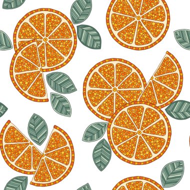 Beyaz arka plan dikişsiz desen turuncu dilimler.