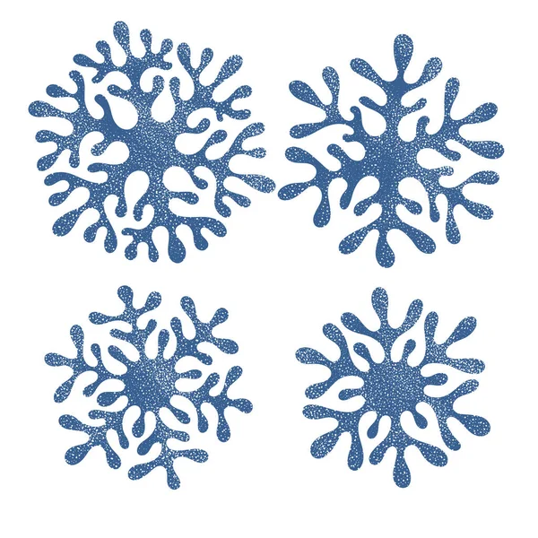 A set of doodle blue snowflakes. — ストックベクタ