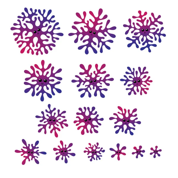 A set of doodle blue snowflakes. — ストックベクタ