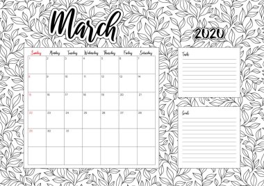 2020 Antisterss takvimi, karalama çizimi. Renk Kitabı. 