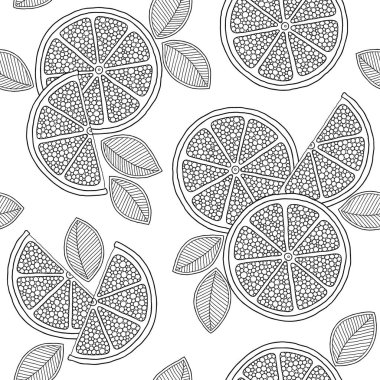 Komik siyah beyaz karikatür kireç meyve dikişsiz desen. 