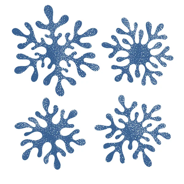 A set of doodle blue snowflakes. — ストックベクタ