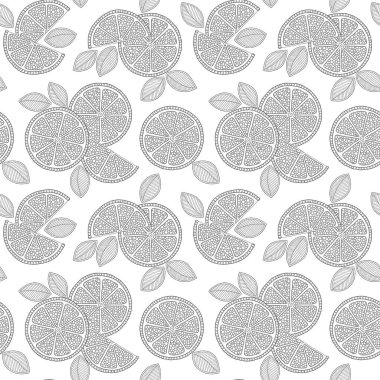 Komik siyah beyaz karikatür kireç meyve dikişsiz desen. 