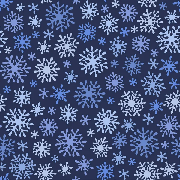 Patrón de garabato sin costuras de Navidad con copos de nieve — Vector de stock