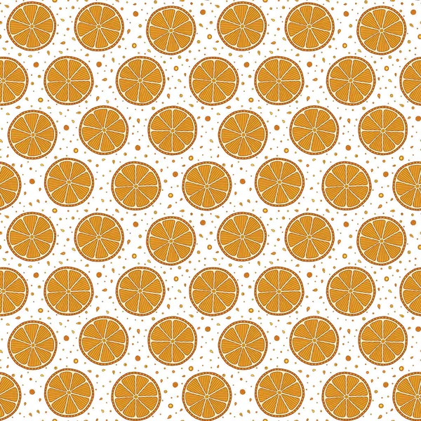 Orangen Scheiben nahtlose Muster. von Hand gezogener frischer tropischer Citru — Stockvektor
