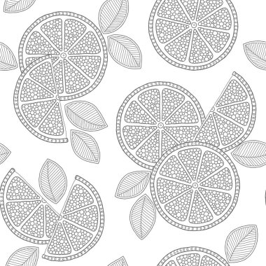 Komik siyah beyaz karikatür kireç meyve dikişsiz desen. 