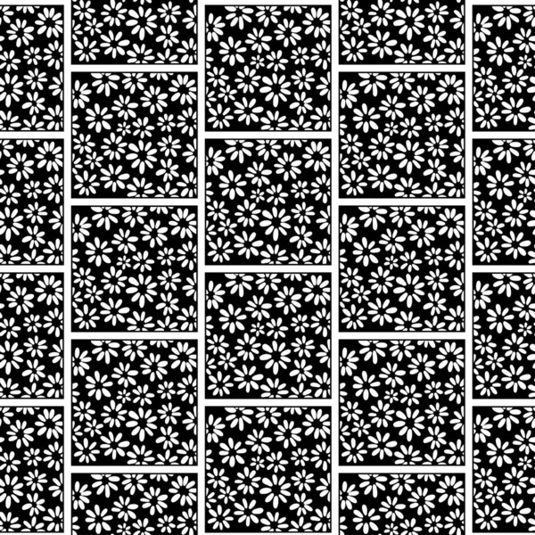 Patrón Teja Garabato Vectorial Mosaico Dibujado Mano Adorno Blanco Negro — Archivo Imágenes Vectoriales