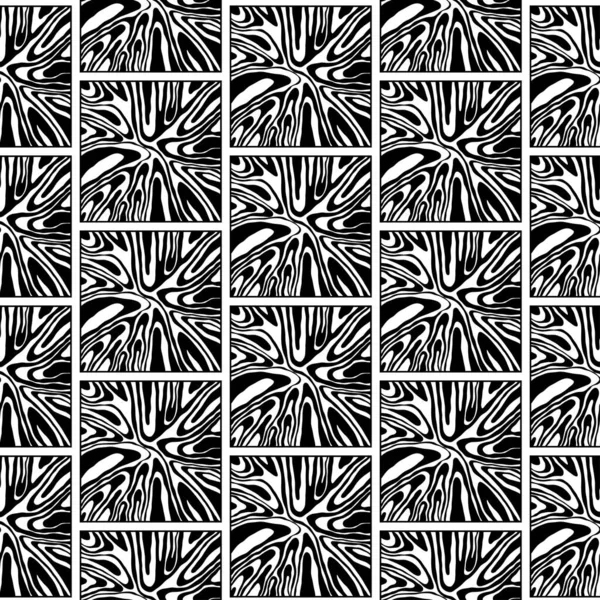 Patrón Teja Garabato Vectorial Mosaico Dibujado Mano Adorno Blanco Negro — Archivo Imágenes Vectoriales