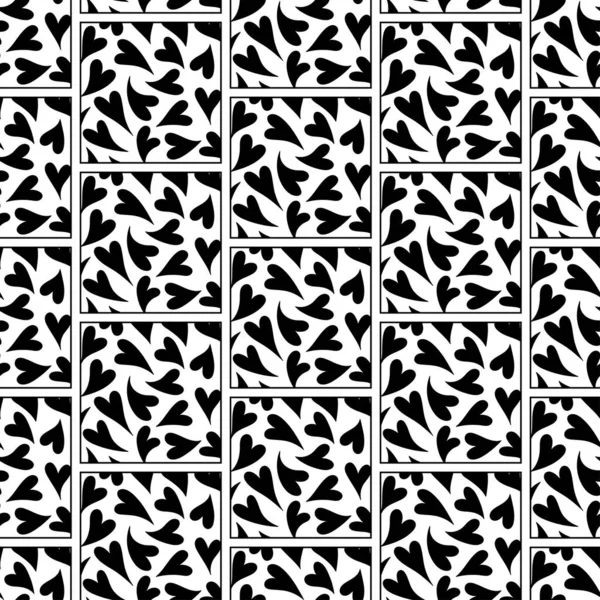 Patrón Teja Garabato Vectorial Mosaico Dibujado Mano Adorno Blanco Negro — Archivo Imágenes Vectoriales