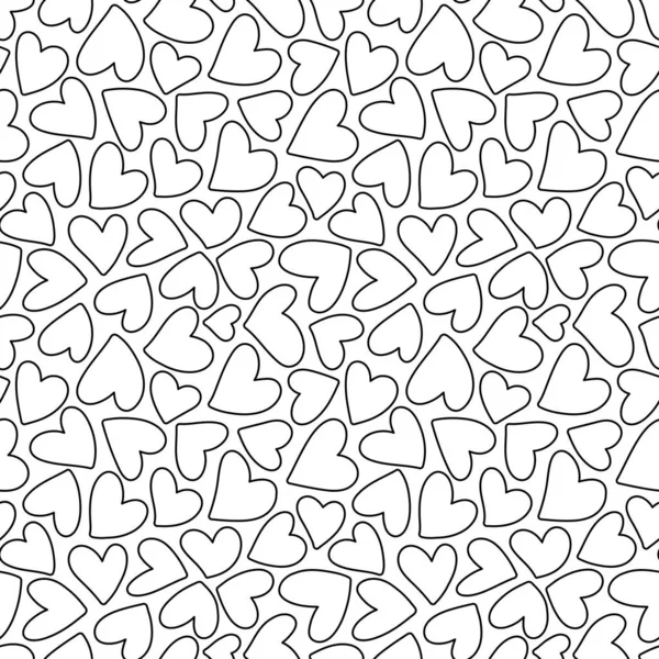 Бесшовный Узор Нарисованными Вручную Монохромными Сердцами Стиле Zentangle Шаблон Раскраски — стоковый вектор
