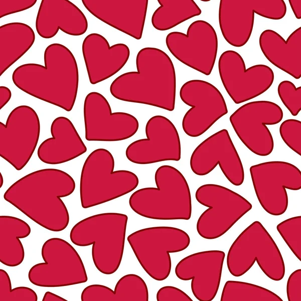 Червоні Серця Білому Тлі Безшовні Візерунки Готовий Шаблон Дизайну Листівки — стоковий вектор