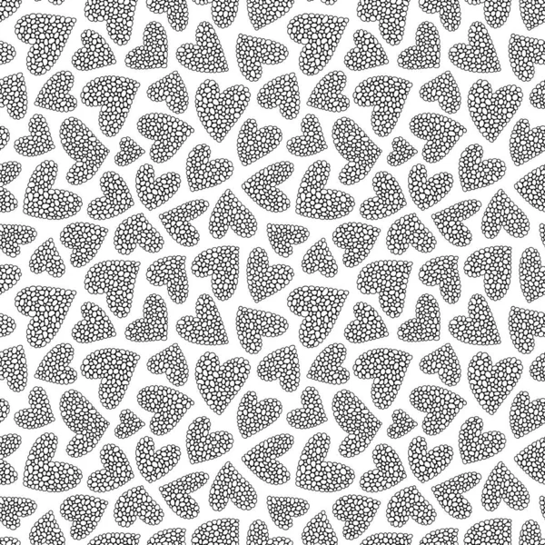 Nahtloses Muster Mit Handgezeichneten Monochromen Herzen Zentangle Stil Muster Für Vektorgrafiken