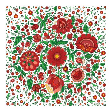 Pattern for head scarf with  Traditional Ukrainian Painting Art Style Petrikovka clipart