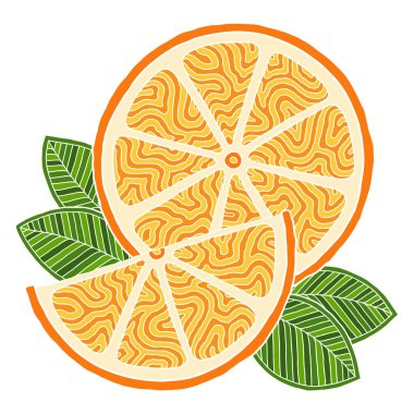 Turuncu. Doodle detaylı illüstrasyon. İzole edilmiş. Tebrik kartları ve tişörtler için..