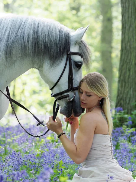 Волшебная женщина и лошадь — стоковое фото