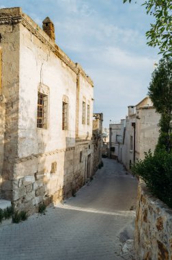 closeup view of street and buildings in city, Cappadocia, Turkey clipart