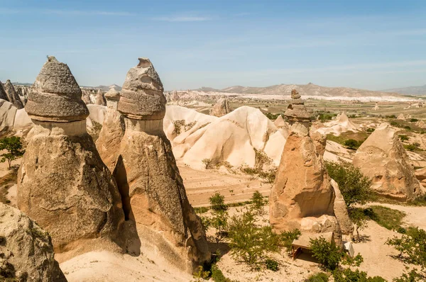 Vista Elevada Formações Pedra Vale Montanhas Capadócia Turquia — Fotografia de Stock