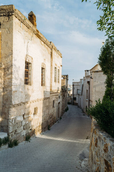 close seup view of street and buildings in city, Cappadocia, Turkey
