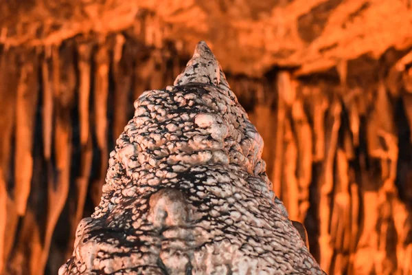 Minerali Lisci Calce Stalattiti Stalagmiti Nella Grotta — Foto Stock