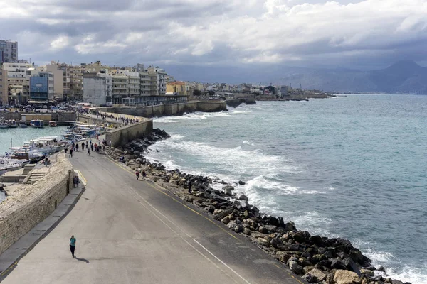 Pohled Města Heraklion Kréta Řecko Pevnosti Koules Castello Mare — Stock fotografie