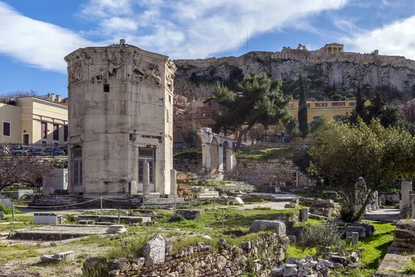 Plaka Atenas Grecia Torre Los Vientos Horologion Andronikos Kyrrhestes Una — Foto de Stock