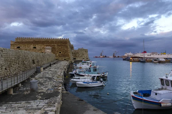 Heraklion Kreta Grecja Twierdza Koules Castello Mare Starym Weneckim Porcie — Zdjęcie stockowe