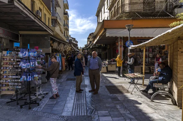 Sandor Szigetország Görögország Hagyományos Központi Piac Heraklion Városában Otthont Üzletek — Stock Fotó